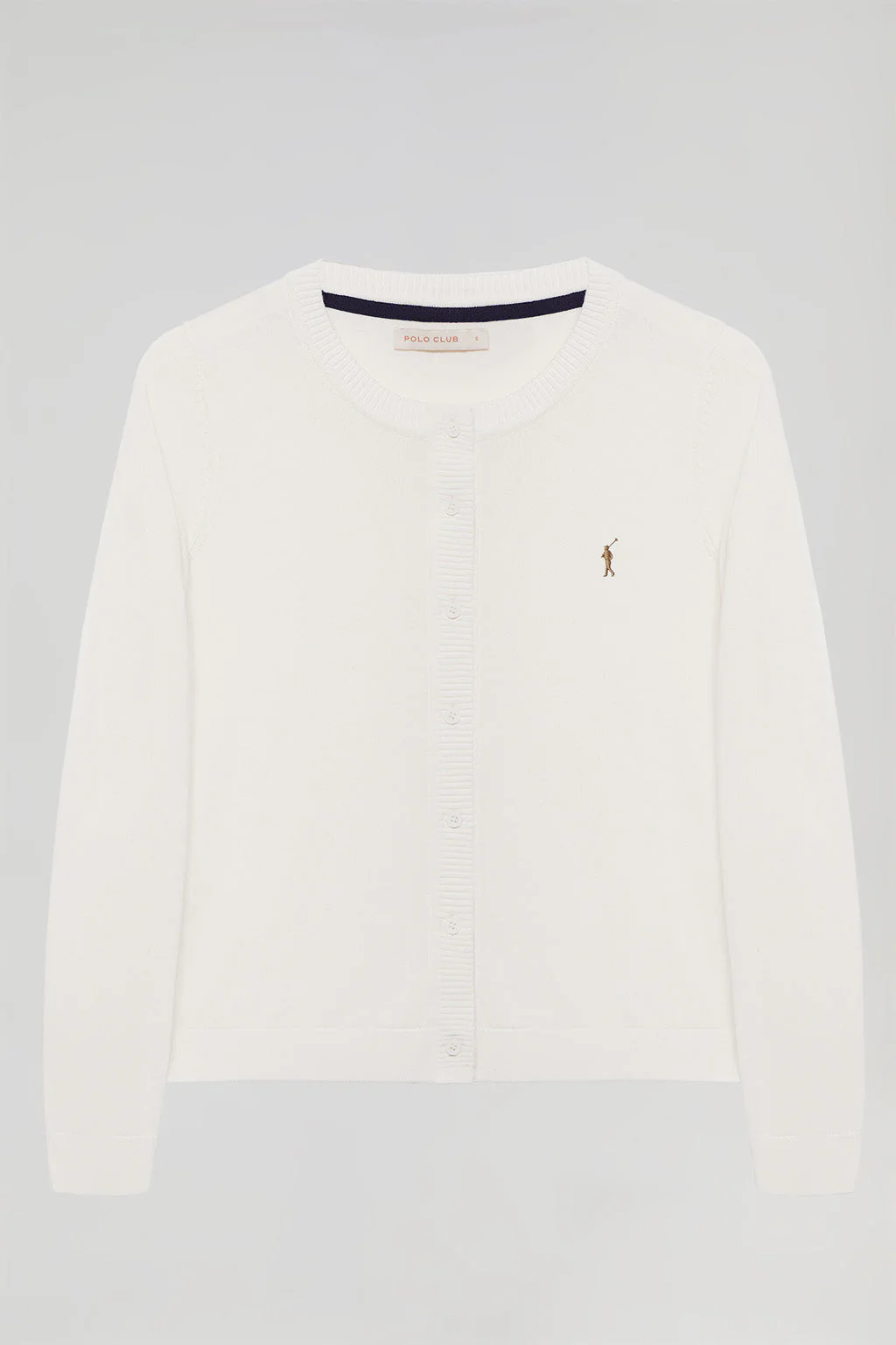Beige knit cardigan with buttons and embroidered Rigby Go logo - Image 5