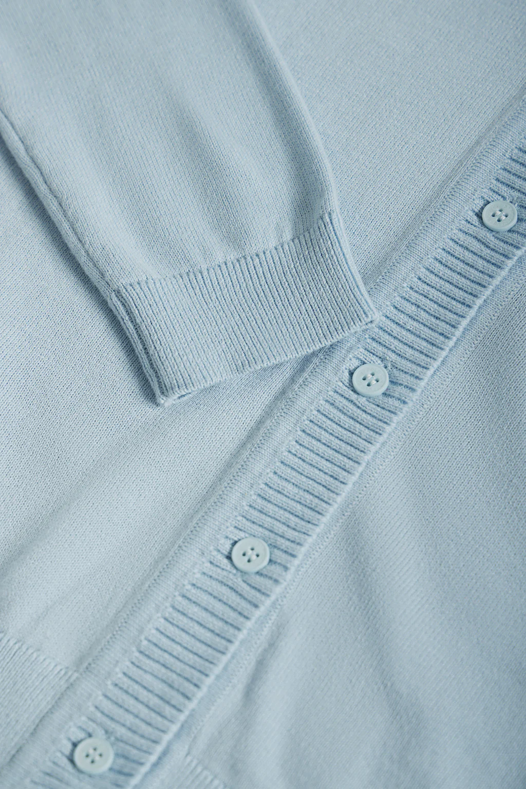 Sky-blue knit cardigan with buttons and embroidered Rigby Go logo - Image 8