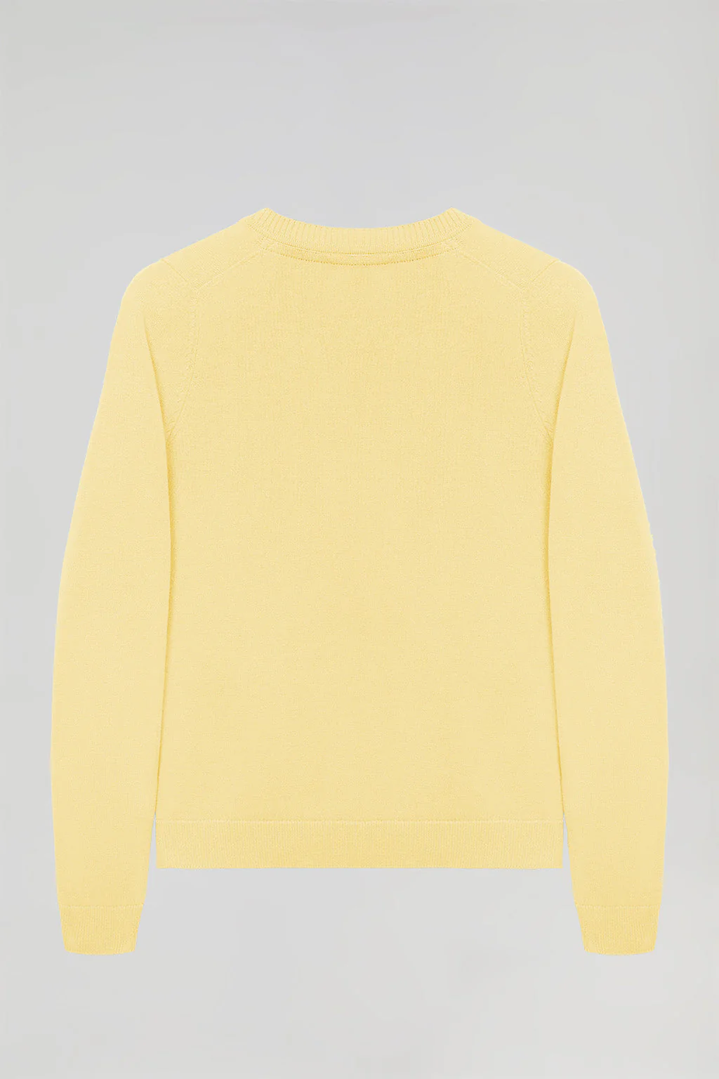 Light-yellow knit cardigan with buttons and embroidered Rigby Go logo - Image 8