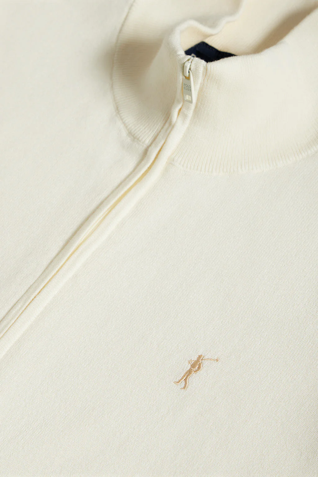 Beige cotton cardigan with zip and Rigby Go embroidery - Image 6