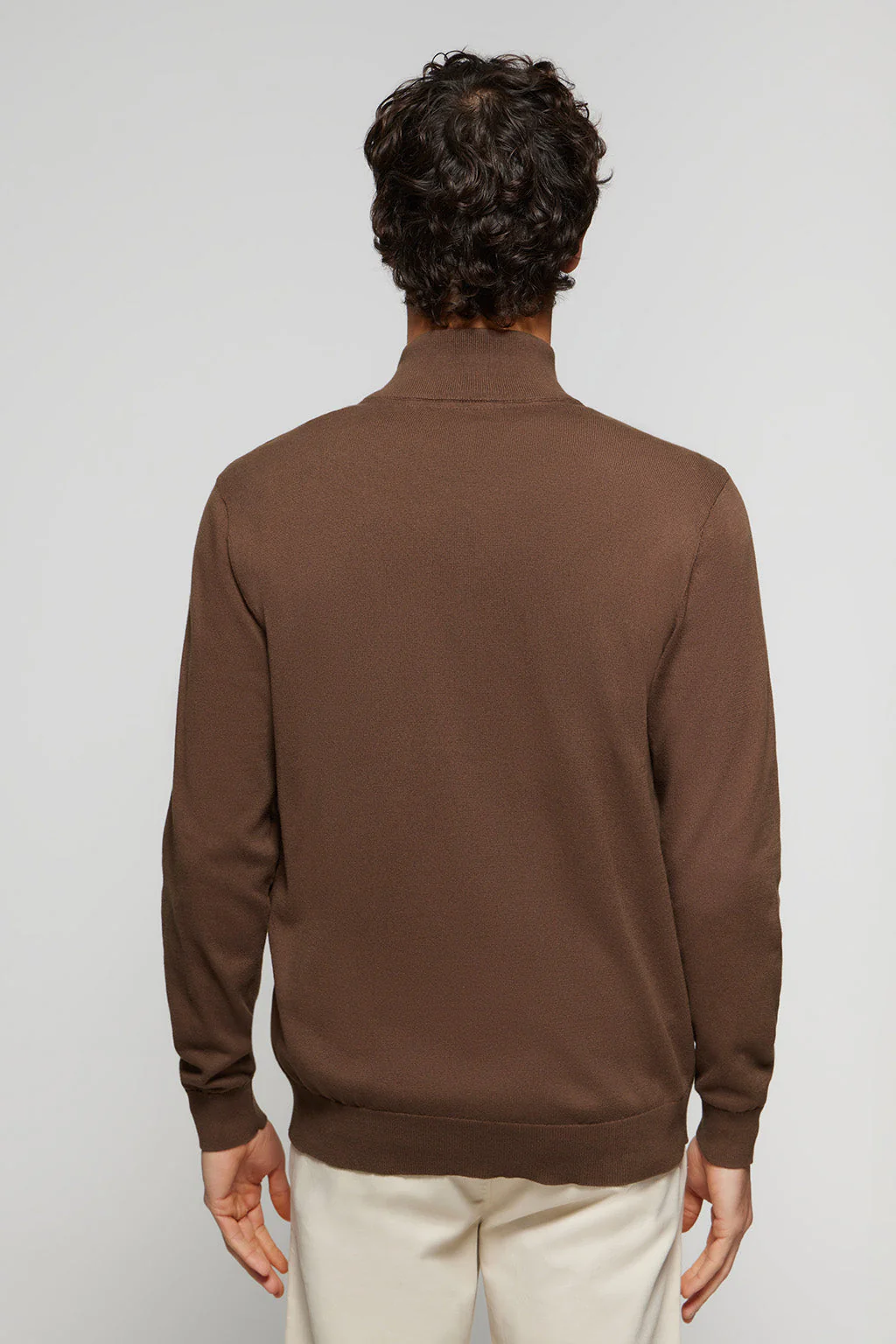 Brown cotton cardigan with zip and Rigby Go embroidery - Image 4