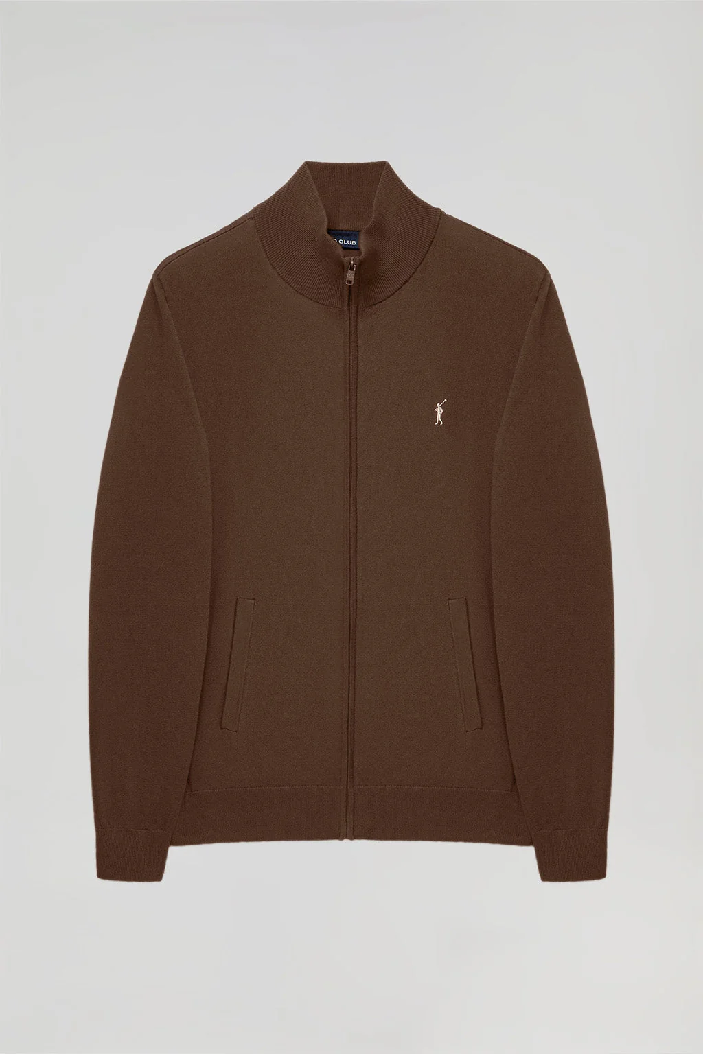 Brown cotton cardigan with zip and Rigby Go embroidery - Image 8