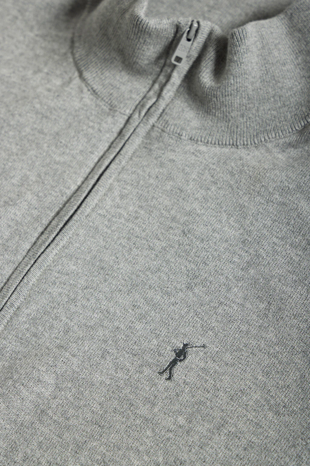 Grey-marl cotton cardigan with zip and Rigby Go embroidery - Image 6