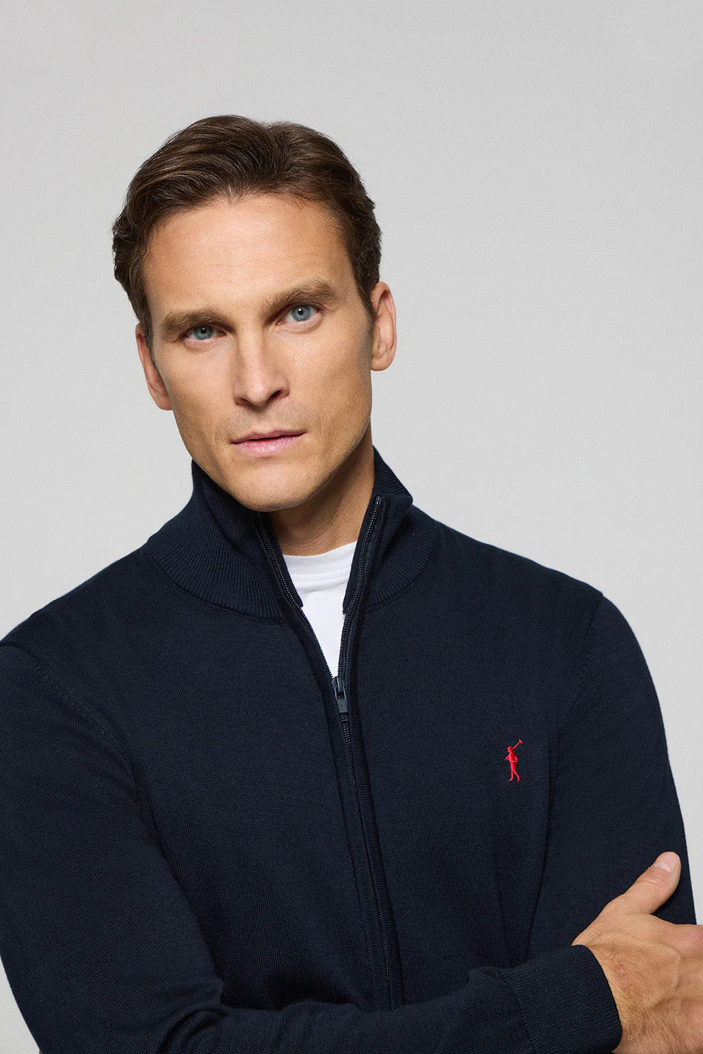 Navy-blue knit cardigan with Rigby Go embroidery - Image 2