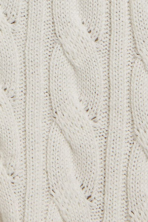 Beige cable-knit cardigan with zip and nautical logo - Image 9