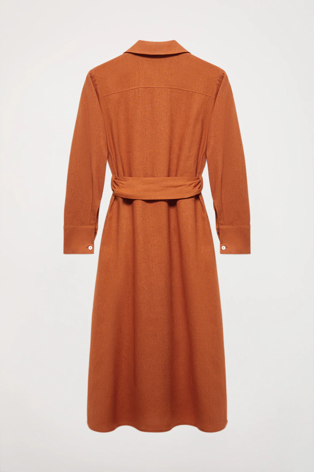 Caldera-red linen midi dress with embroidered detail - Image 11