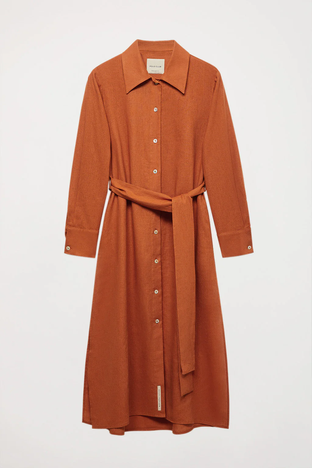 Caldera-red linen midi dress with embroidered detail - Image 7