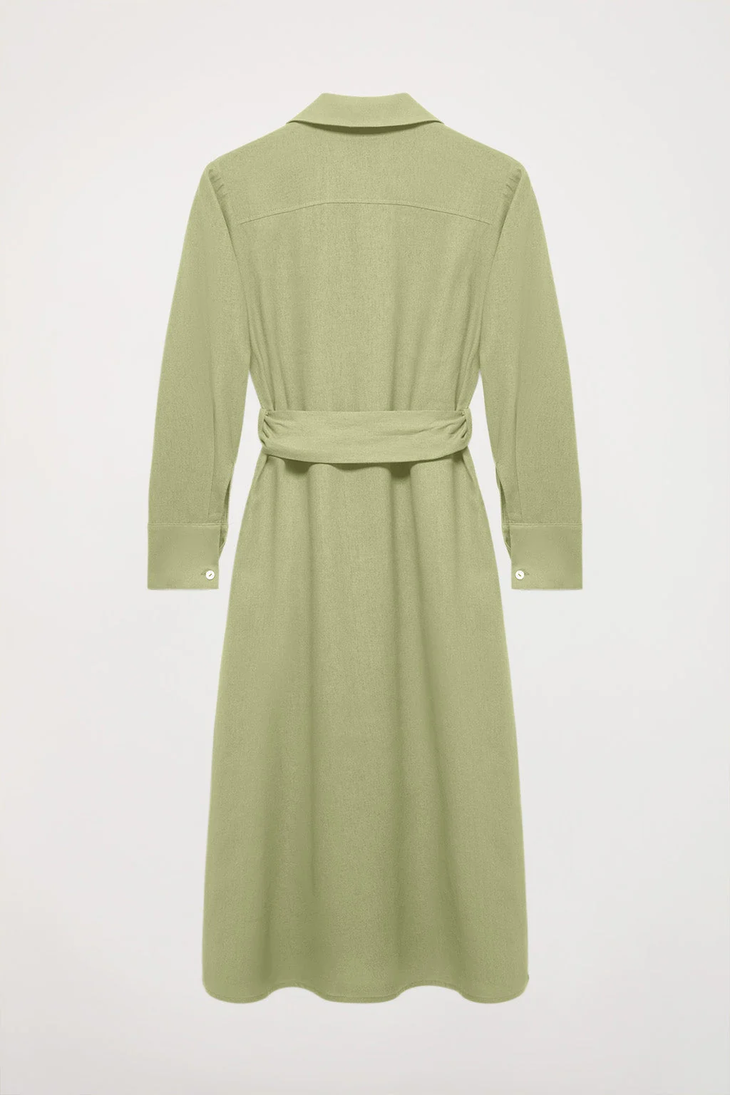 Green linen midi dress with embroidered detail - Image 11