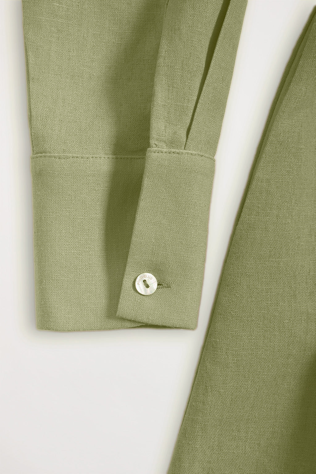 Green linen midi dress with embroidered detail - Image 9
