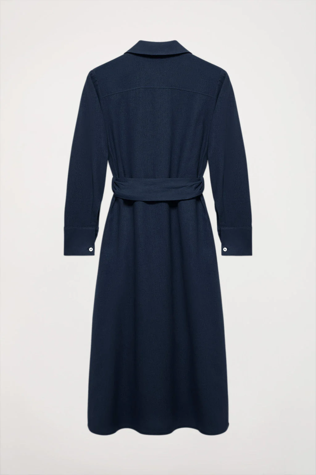 Navy-blue linen midi dress with embroidered detail - Image 11