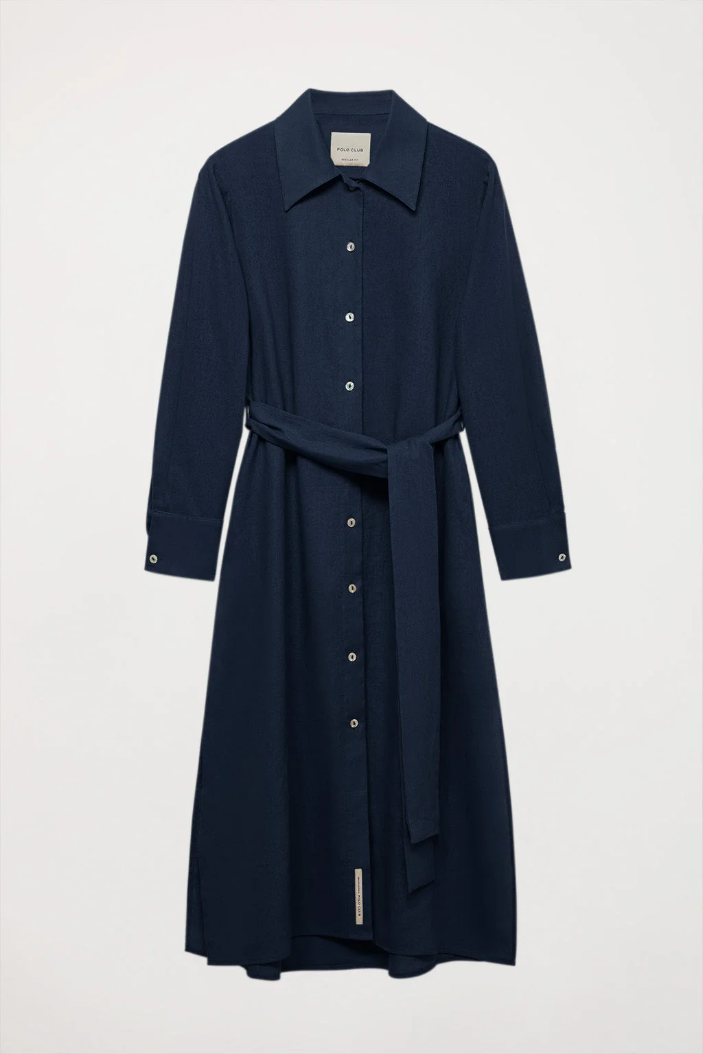 Navy-blue linen midi dress with embroidered detail - Image 13