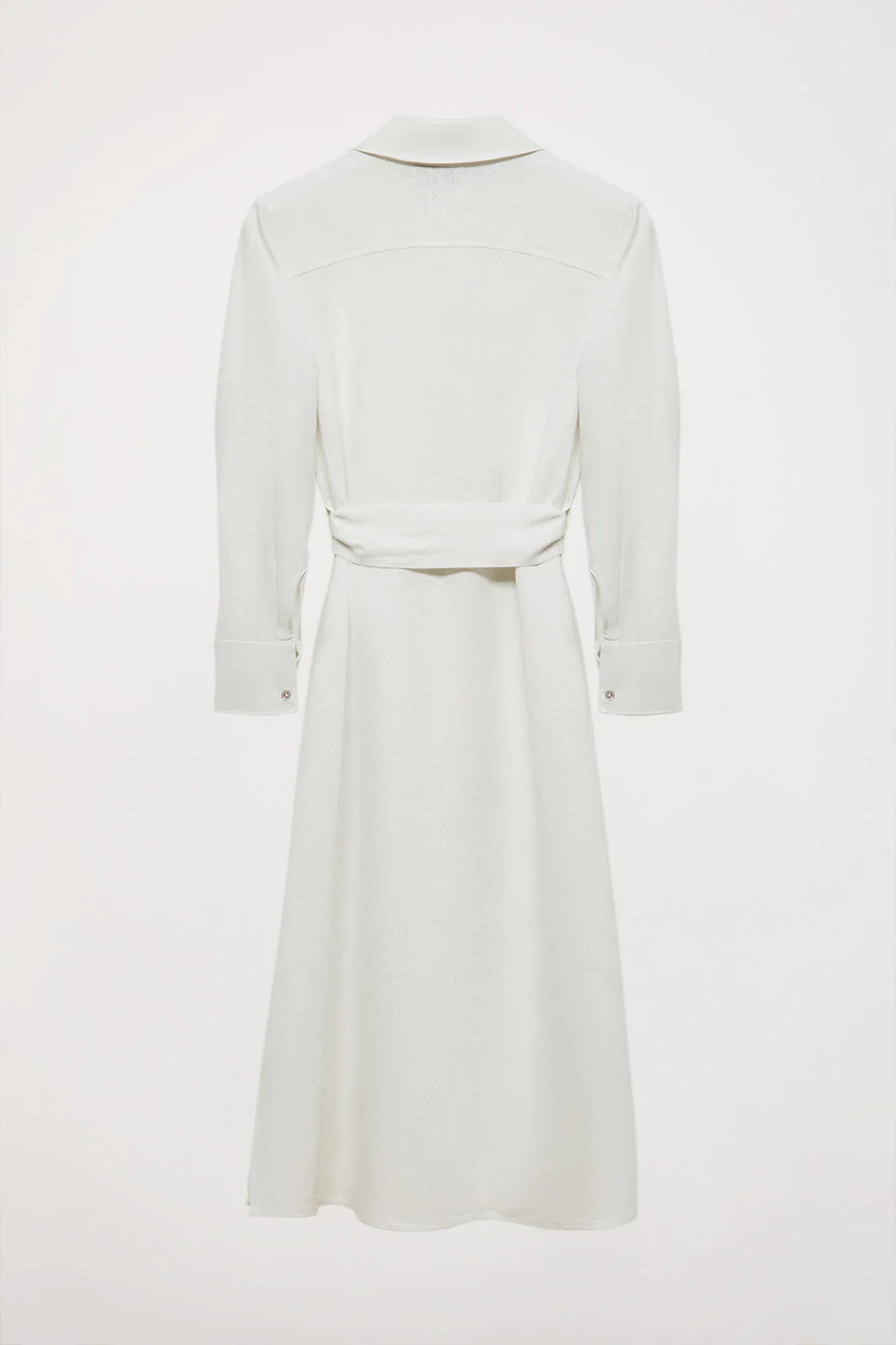 White linen midi dress with embroidered detail - Image 11