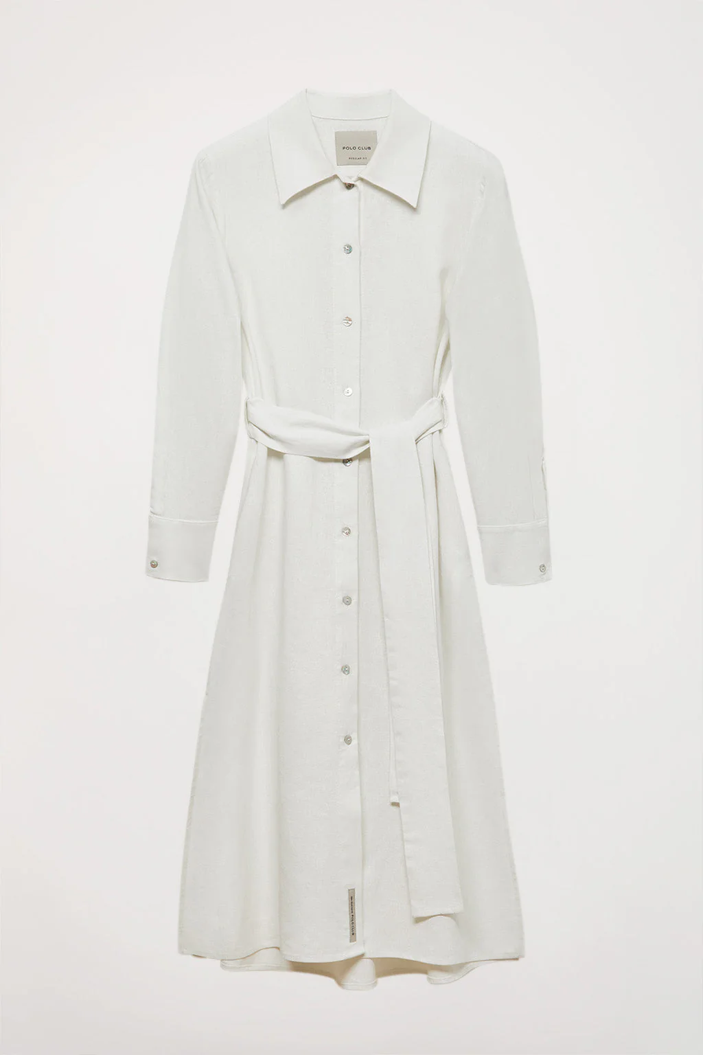 White linen midi dress with embroidered detail - Image 13
