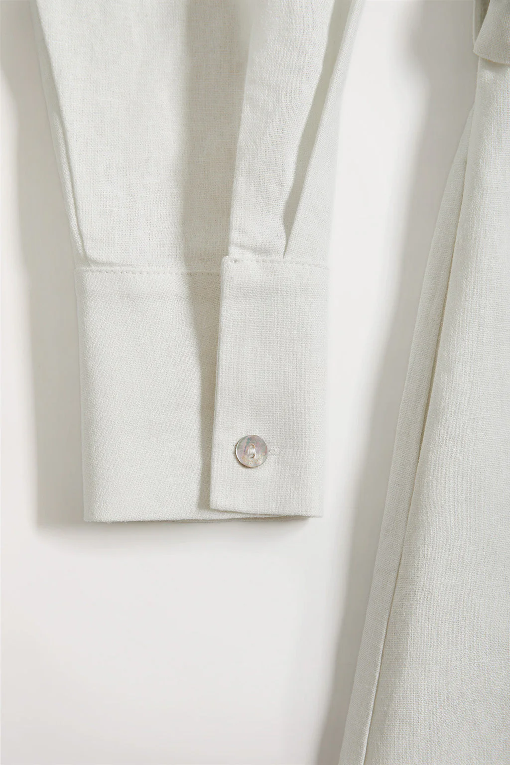 White linen midi dress with embroidered detail - Image 9