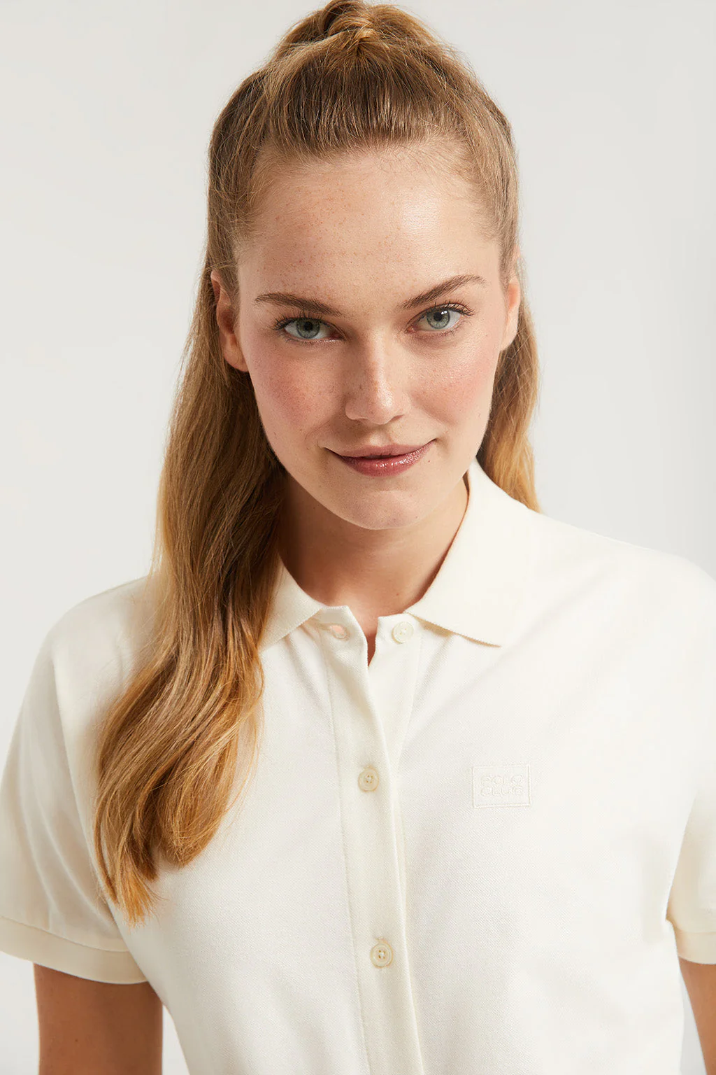 Beige midi dress with embroidered logo in matching colour - Image 2