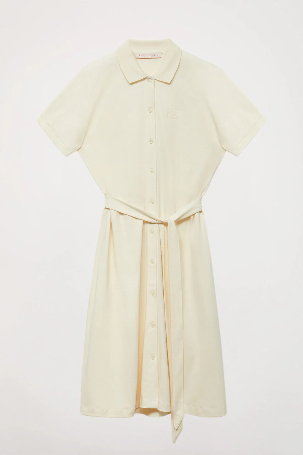 Beige midi dress with embroidered logo in matching colour - Image 6