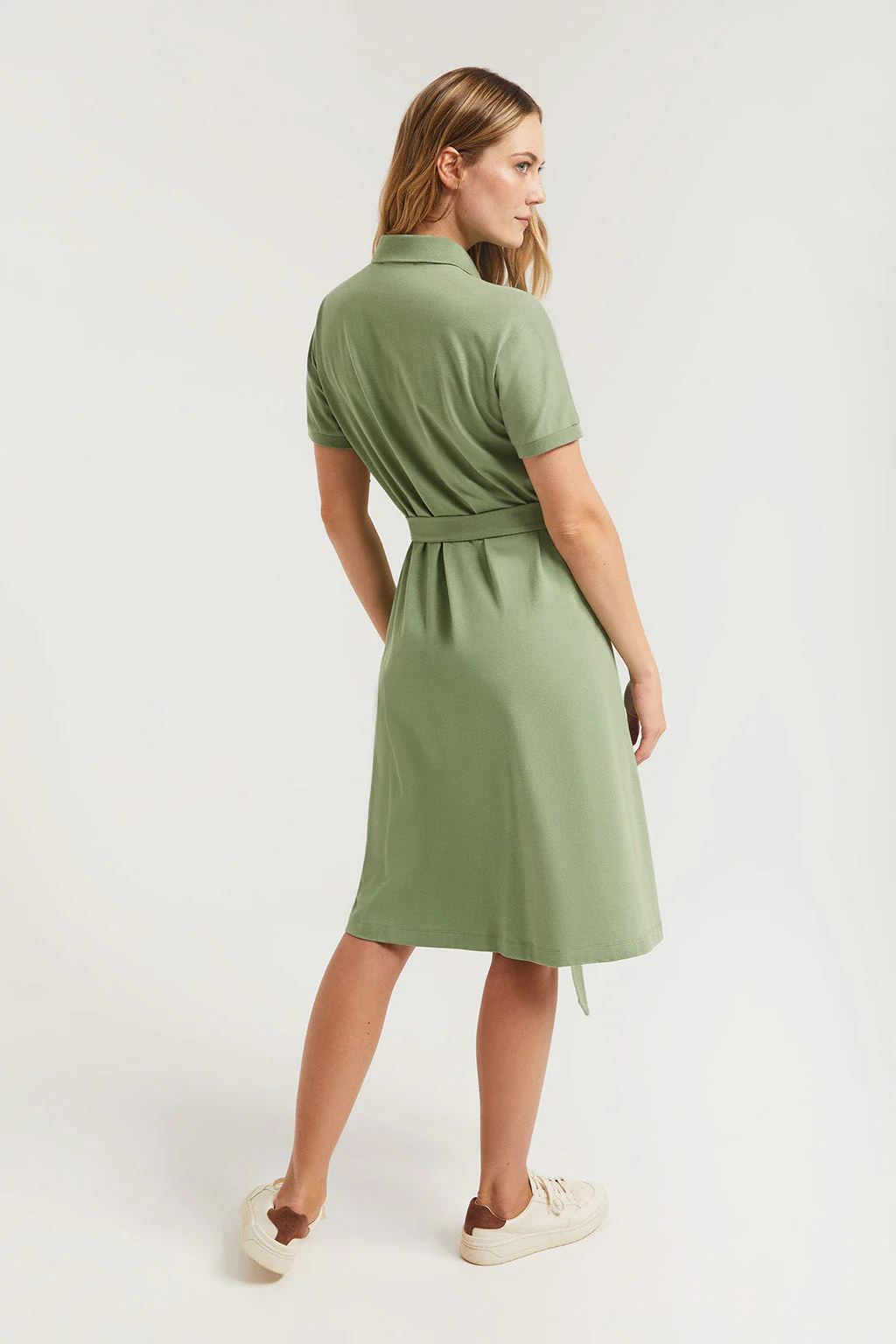 Green midi dress with embroidered logo in matching colour - Image 2