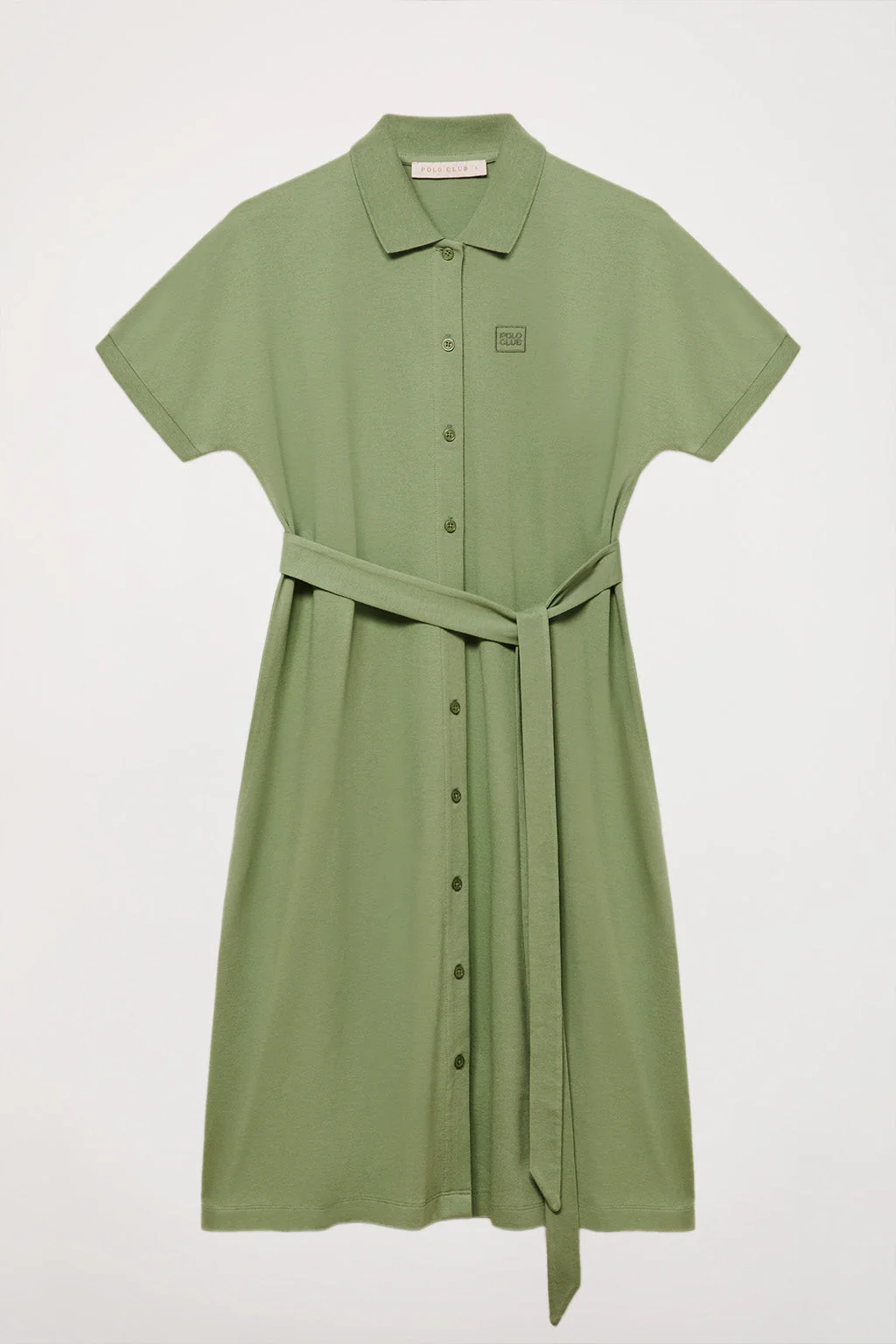 Green midi dress with embroidered logo in matching colour - Image 6
