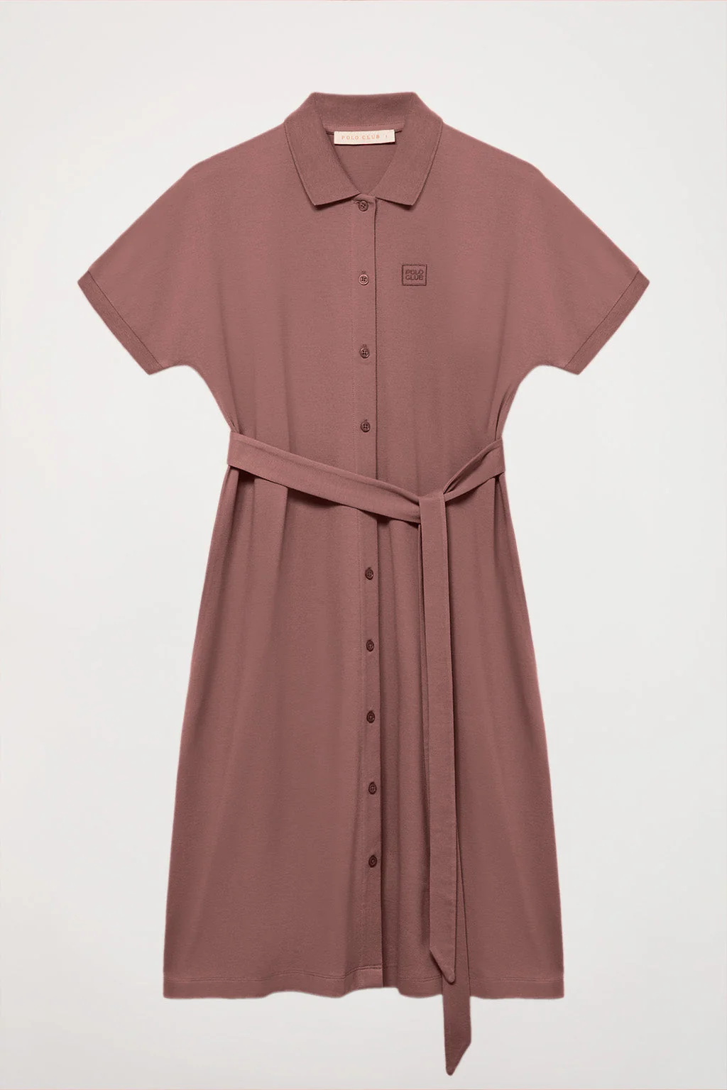 Taupe midi dress with embroidered logo in matching colour - Image 11