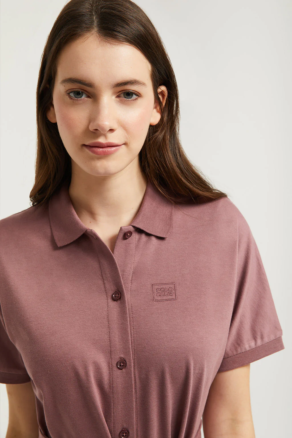 Taupe midi dress with embroidered logo in matching colour - Image 2