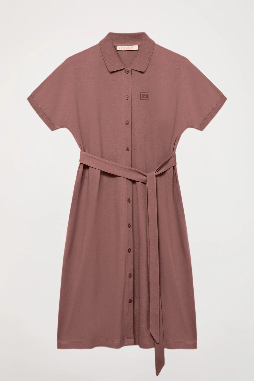 Taupe midi dress with embroidered logo in matching colour - Image 7