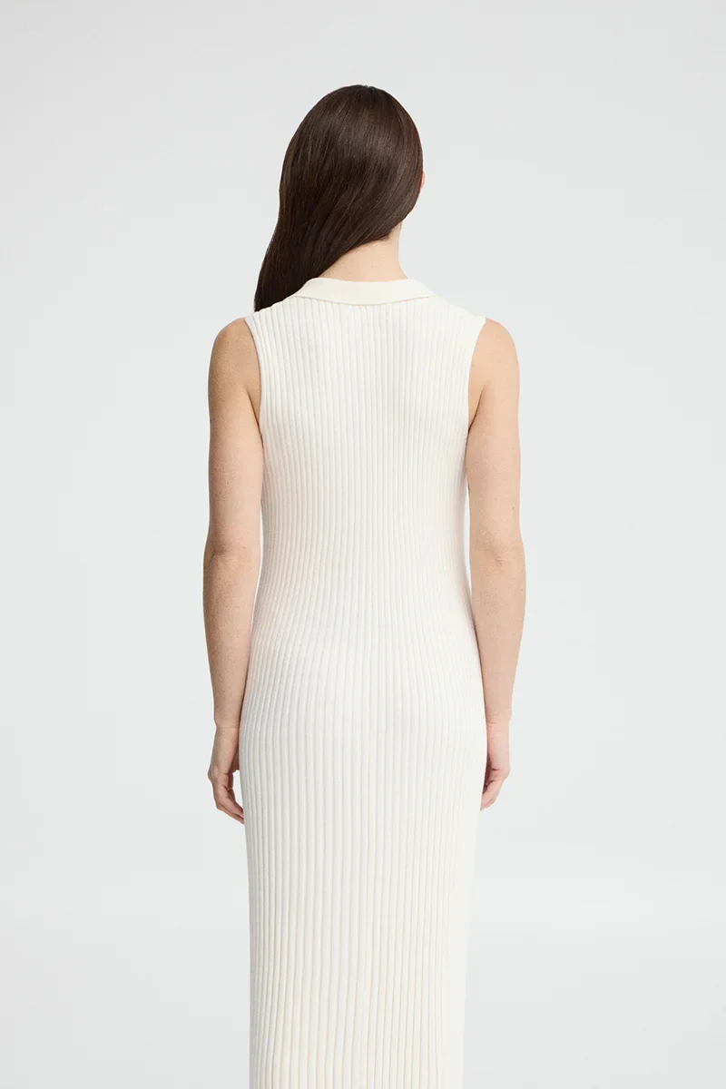 Nude pleated sleeveless dress with Polo Club logo - Image 5