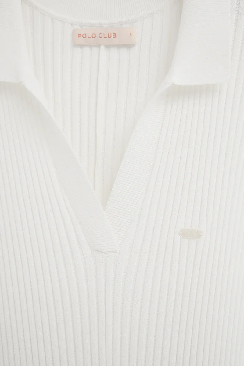 Nude pleated sleeveless dress with Polo Club logo - Image 7