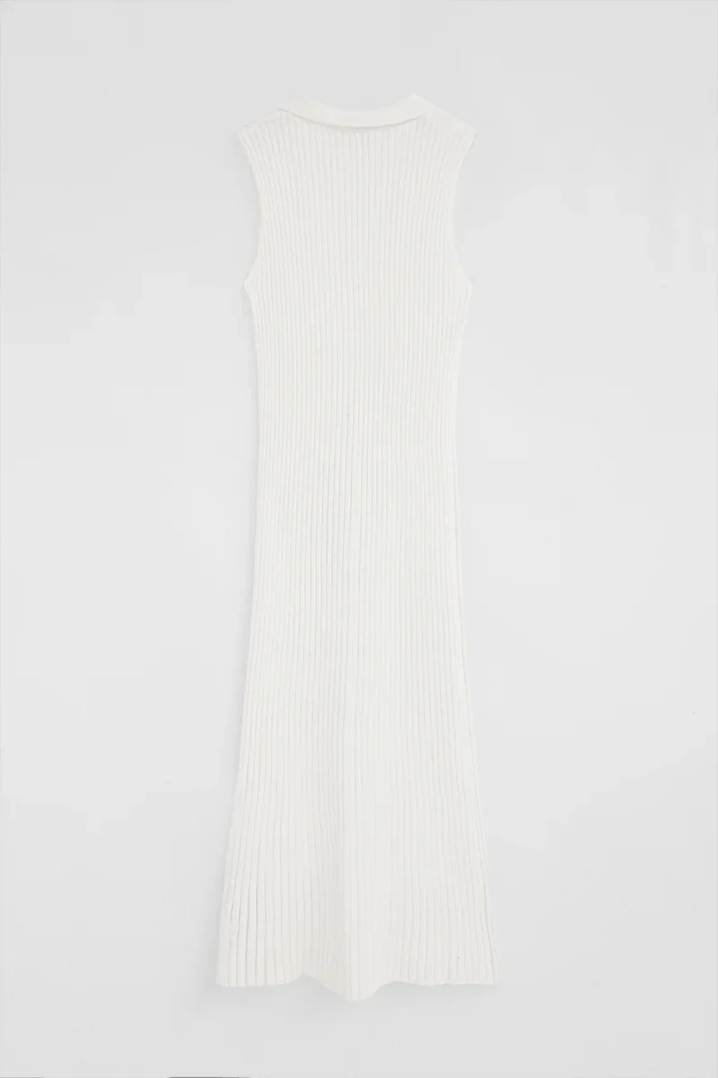 Nude pleated sleeveless dress with Polo Club logo - Image 8
