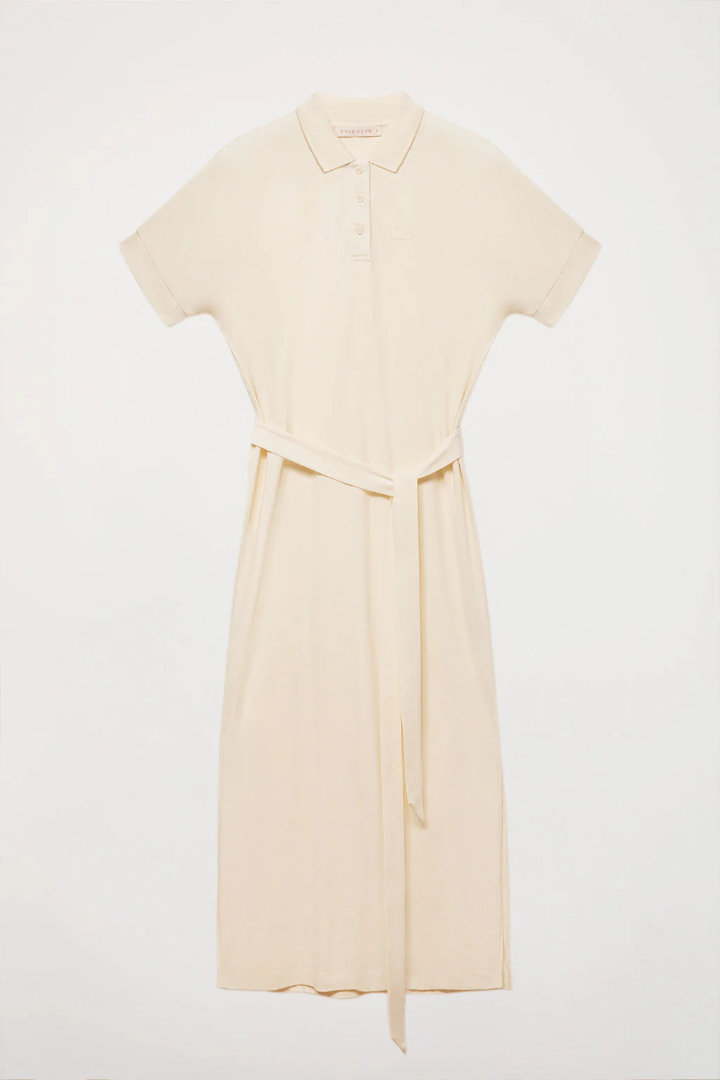 Beige dolman-sleeve dress with embroidery in matching colour - Image 6