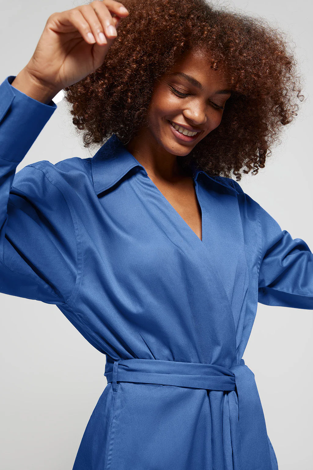 Royal-blue Capri long dress with collar detail - Image 3