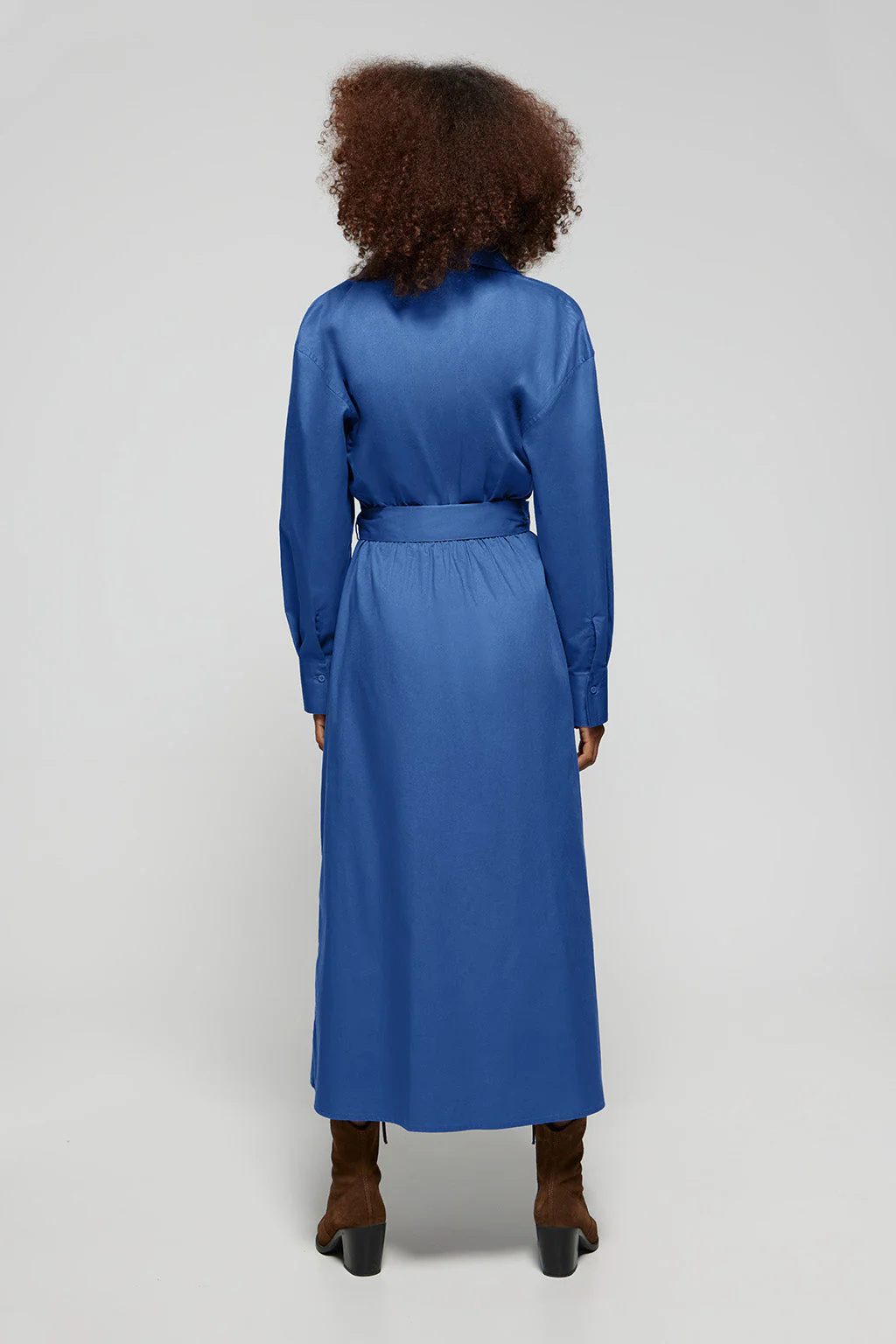 Royal-blue Capri long dress with collar detail - Image 8
