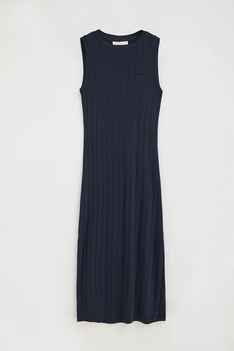 Navy-blue sleeveless ribbed dress with Polo Club logo - Image 9