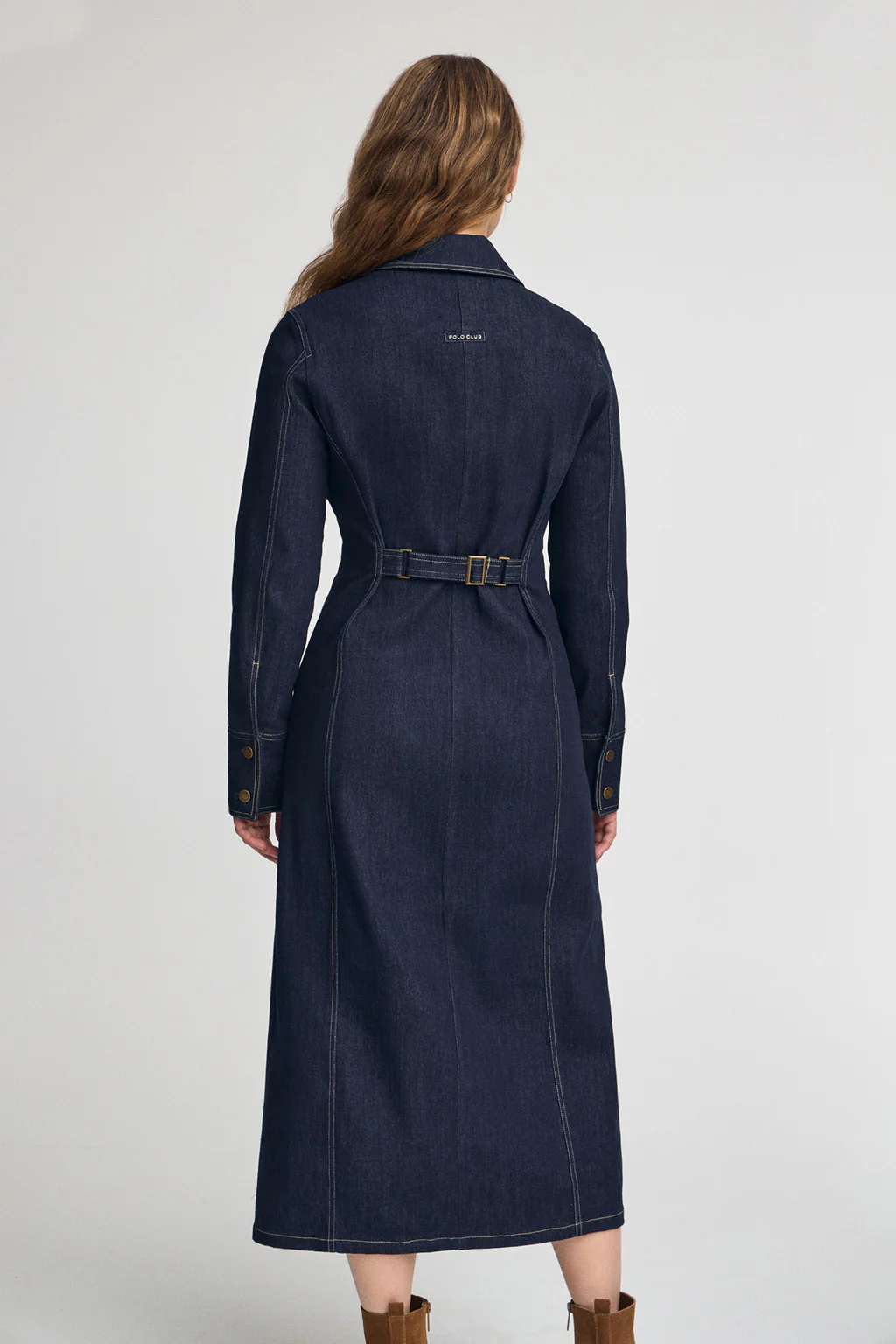 Blue long denim dress with slim fit and Polo Club details - Image 6