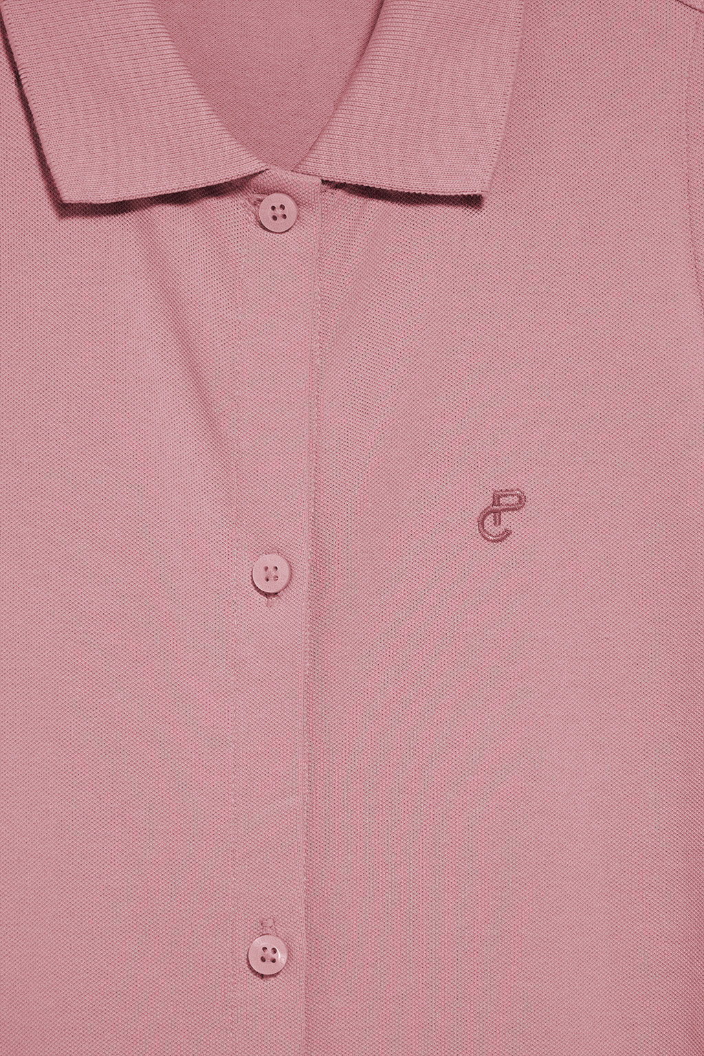 Dusty-pink sleeveless buttoned dress with embroidered monogram - Image 6