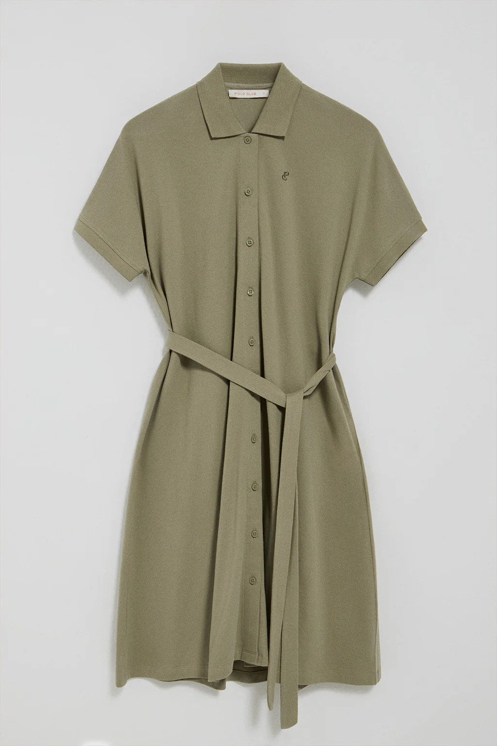Green buttoned dress with PC embroidery - Image 8