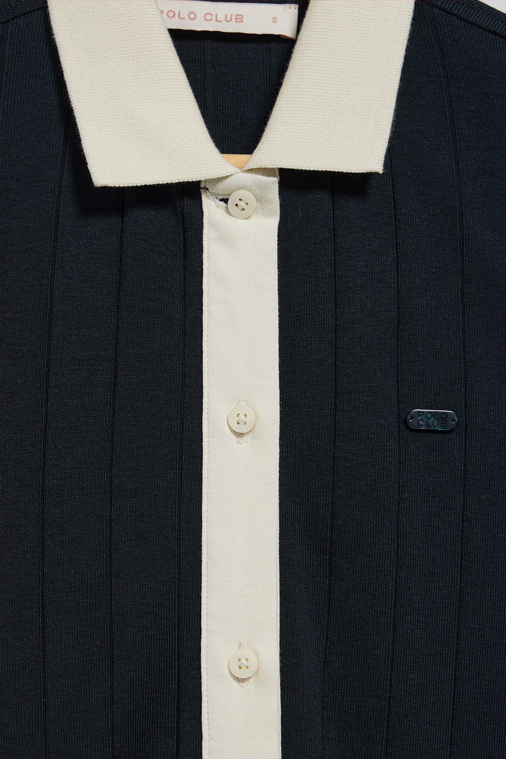 Navy-blue ribbed sleeveless dress with pearly button - Image 8