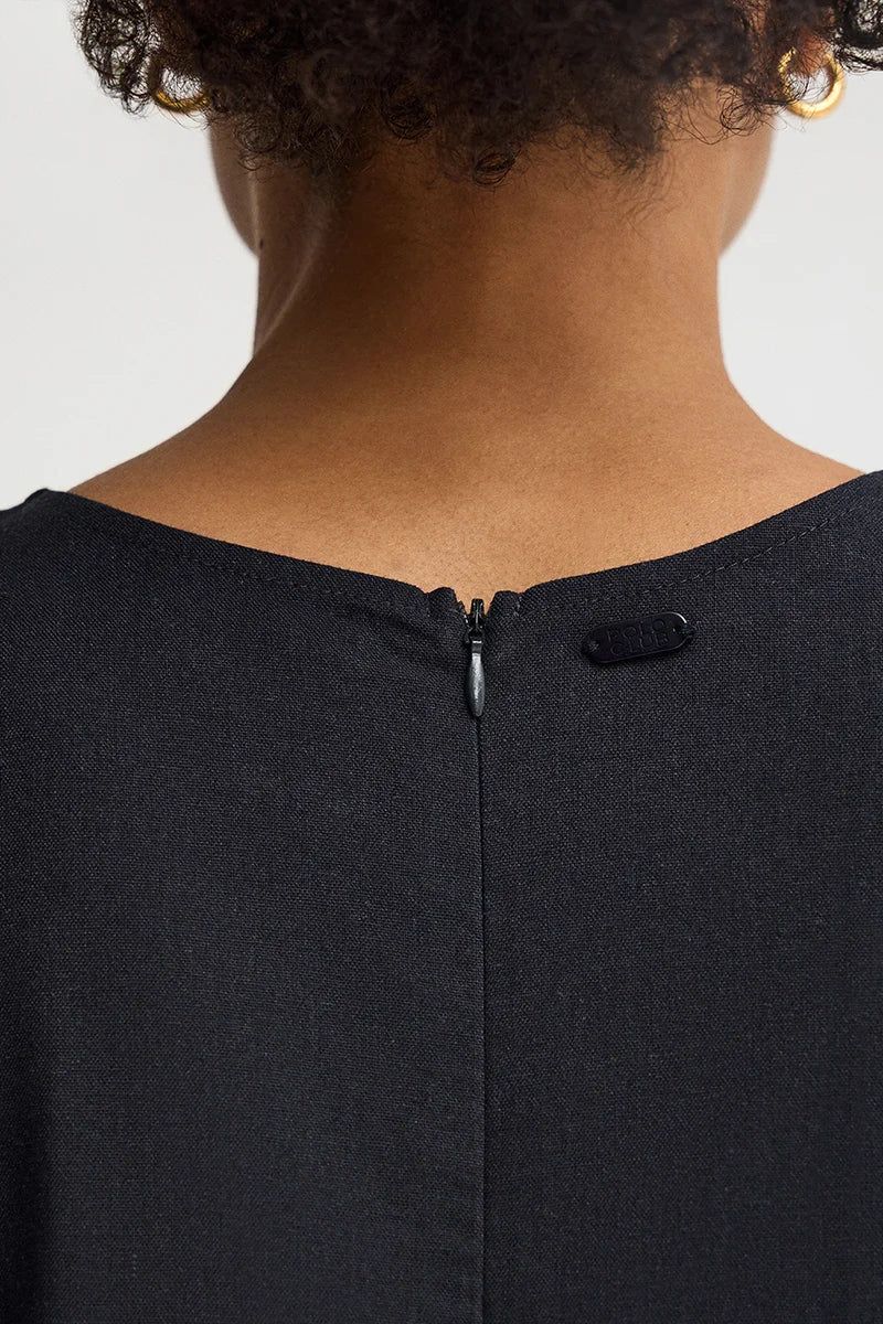 Navy-blue cotton-linen sleeveless dress with Polo Club logo - Image 4