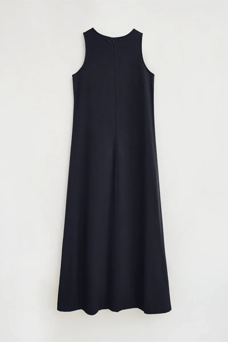 Navy-blue cotton-linen sleeveless dress with Polo Club logo - Image 8