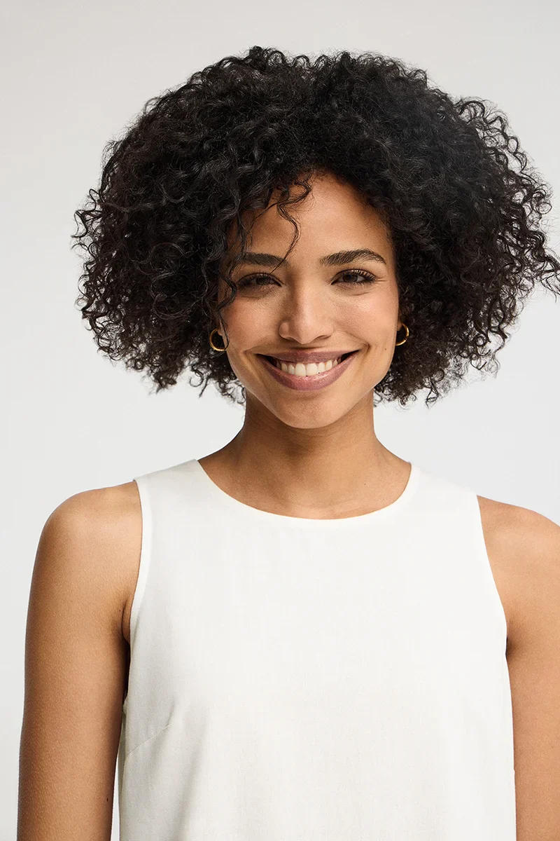 White cotton-linen sleeveless dress with Polo Club logo - Image 4