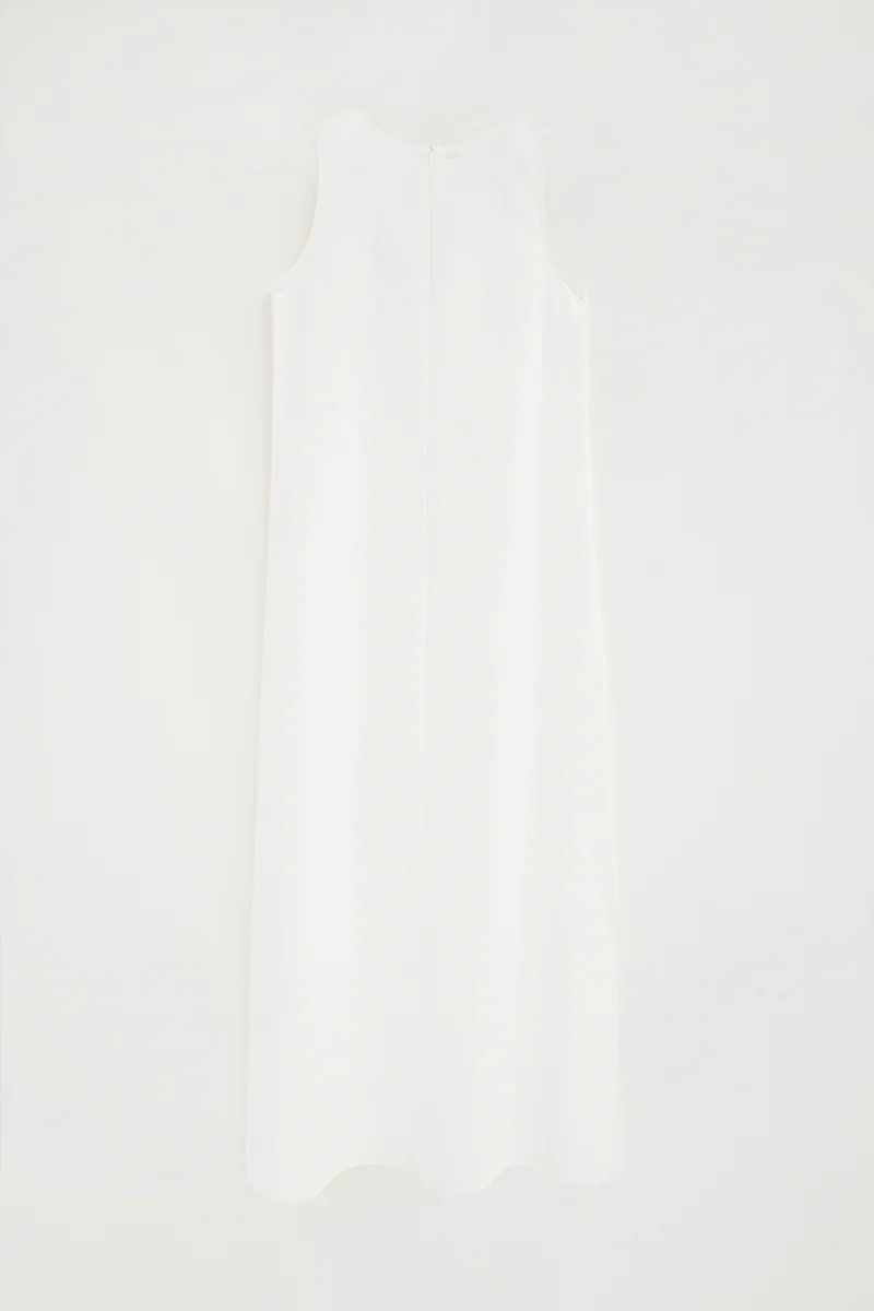White cotton-linen sleeveless dress with Polo Club logo - Image 9