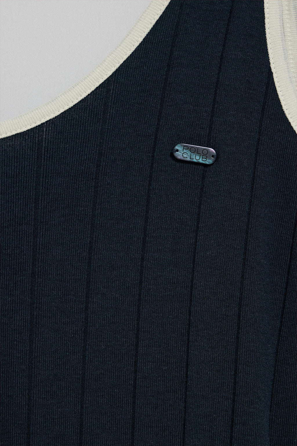 Navy-blue ribbed strappy dress with pearly button - Image 6
