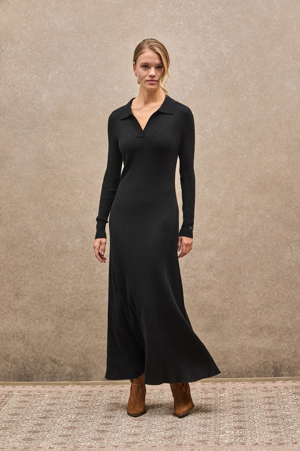 Black knit midi dress with Polo Club logo - Image 2