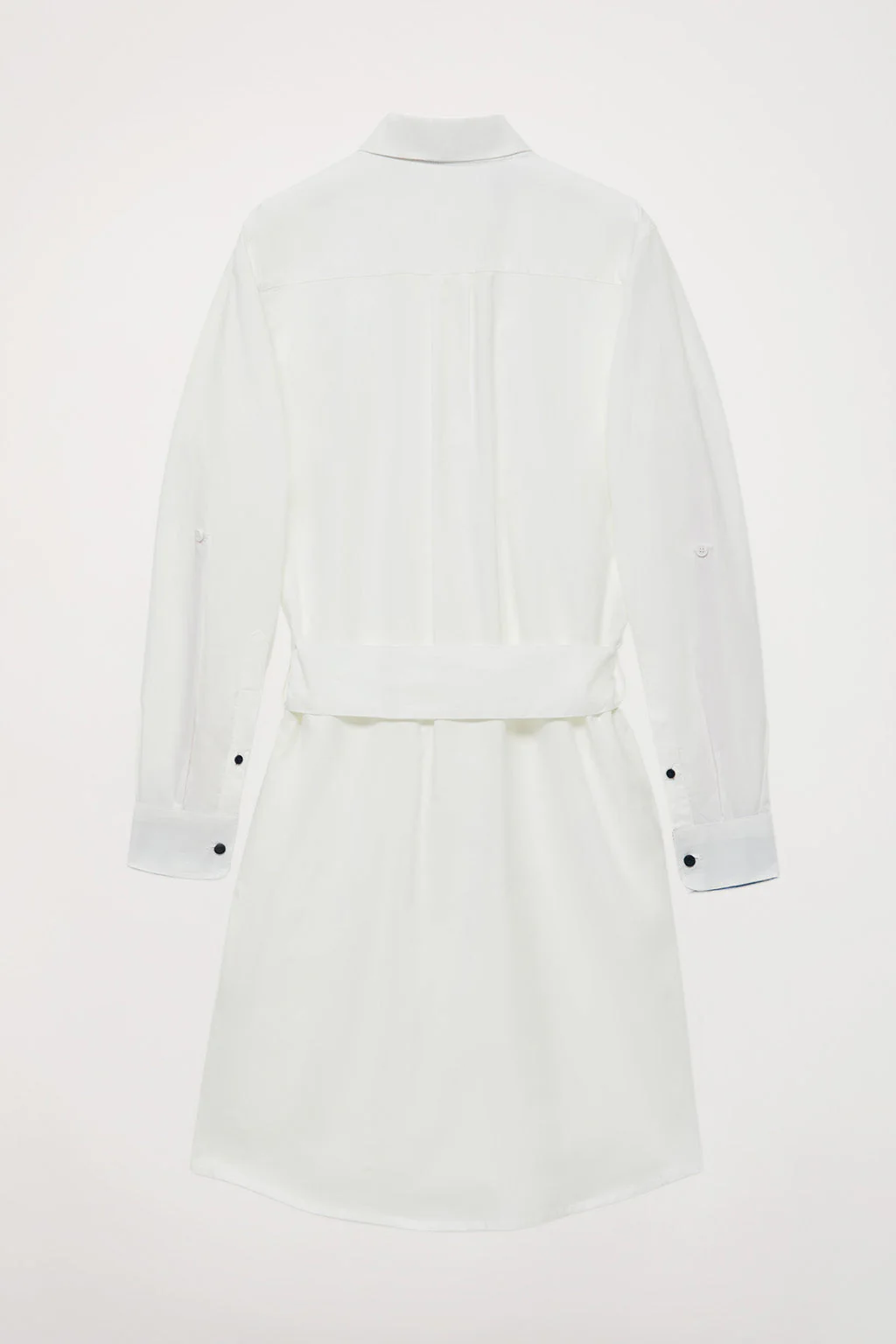 White long-sleeve shirtdress with embroidered detail - Image 12