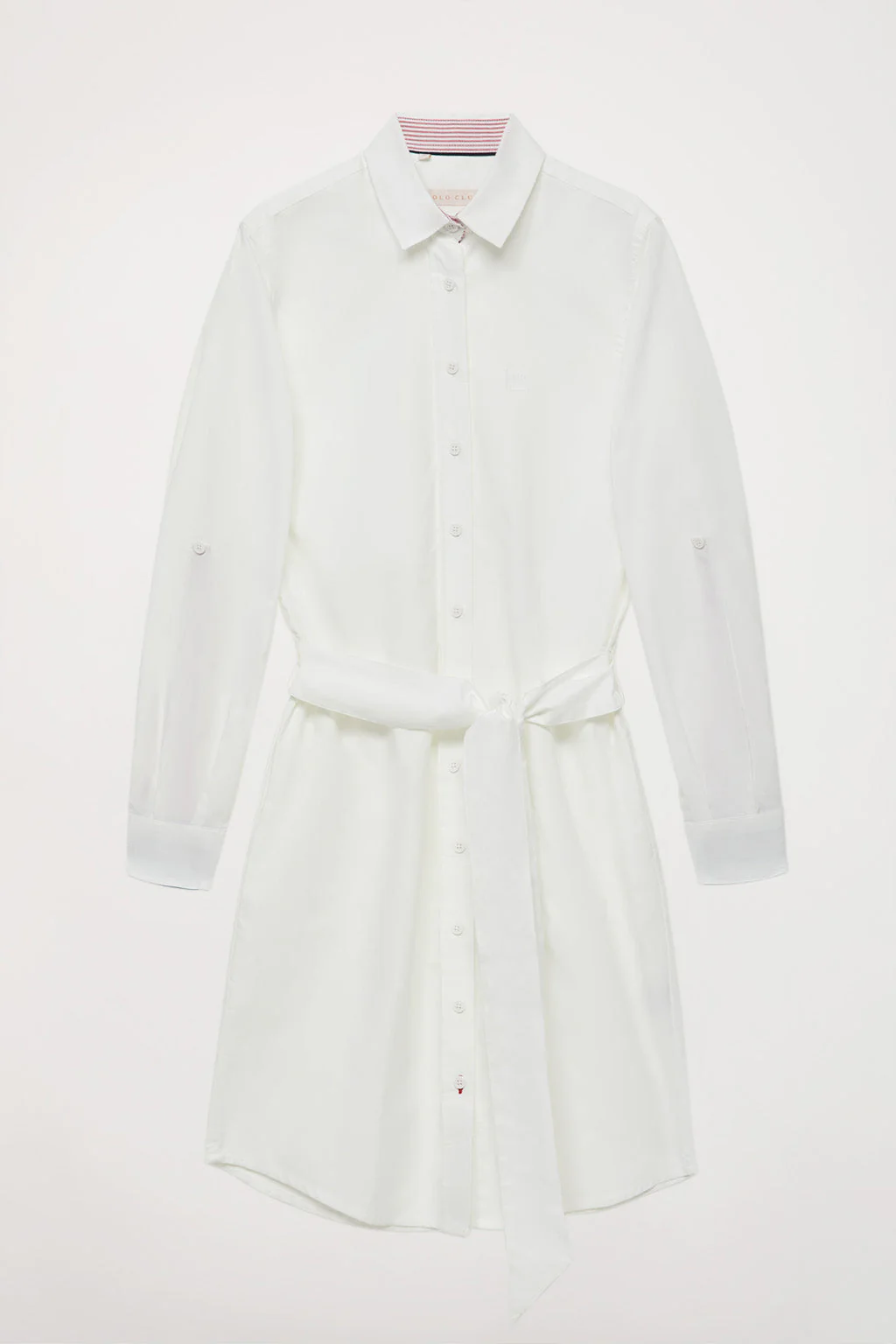 White long-sleeve shirtdress with embroidered detail - Image 7