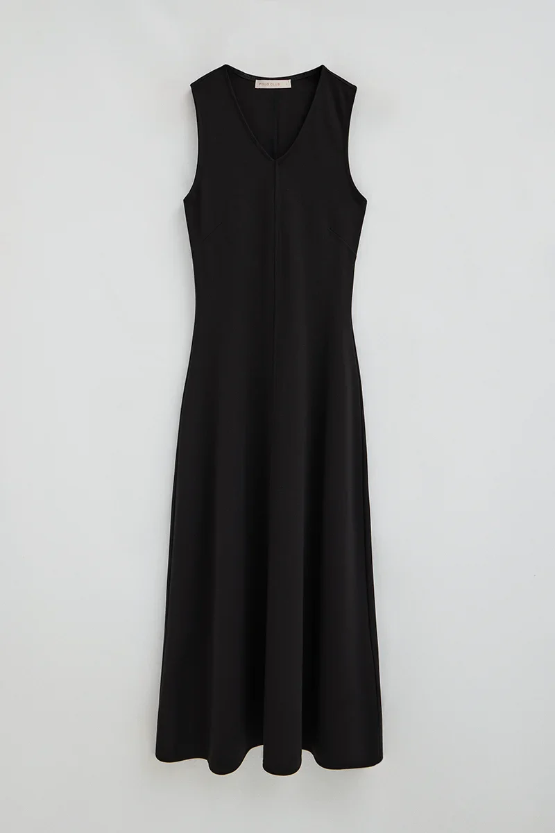 Black sleeveless V-neck dress with Polo Club logo - Image 9