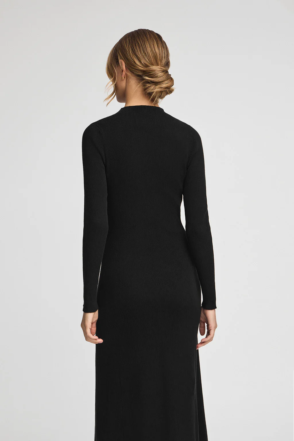 Black mock-neck long dress with Polo Club logo - Image 5