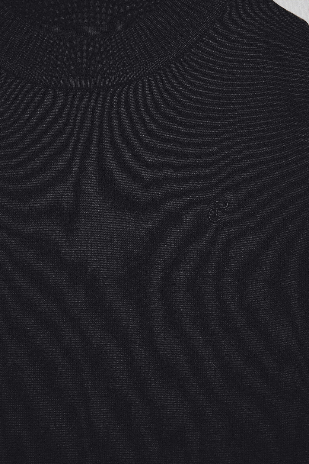 Black knit long dress Nara in plain fabric and monogram Polo Club embroidery - Image 11
