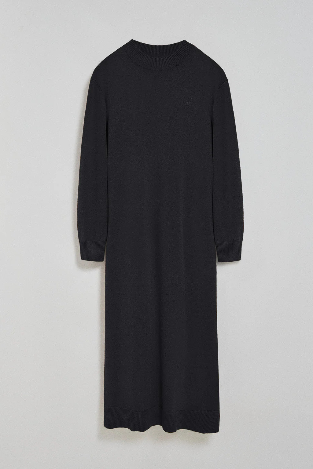 Black knit long dress Nara in plain fabric and monogram Polo Club embroidery - Image 12