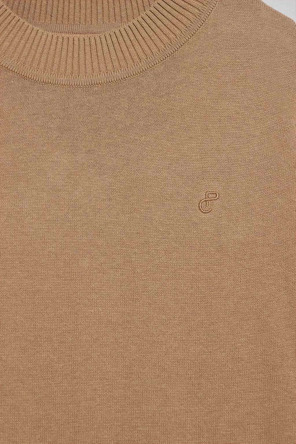 Light-brown knit long dress Nara in plain fabric and monogram Polo Club embroidery - Image 11