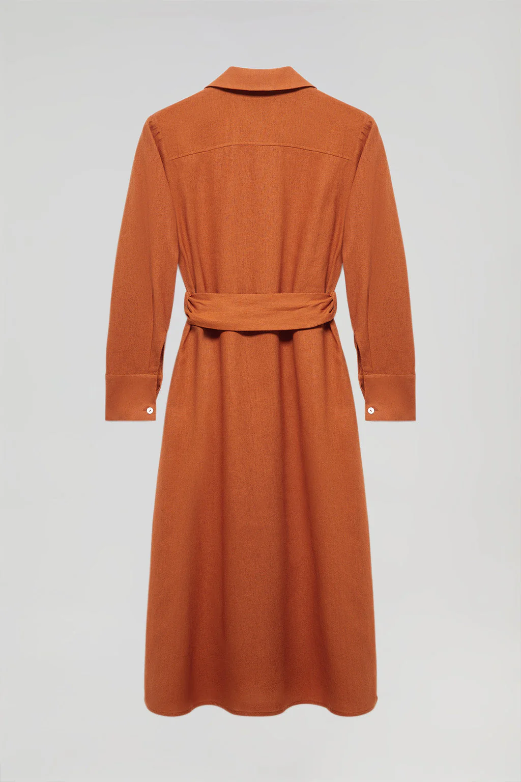Caldera-red linen midi dress with Rigby Go embroidered detail - Image 12